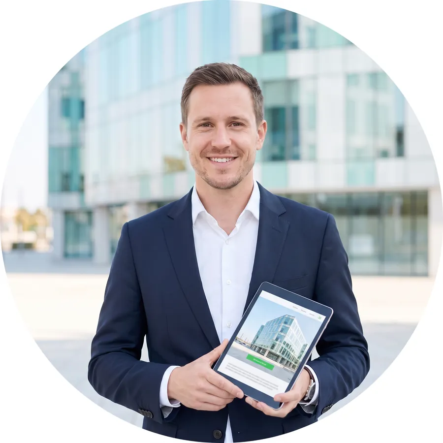 Agent showing a modern property website